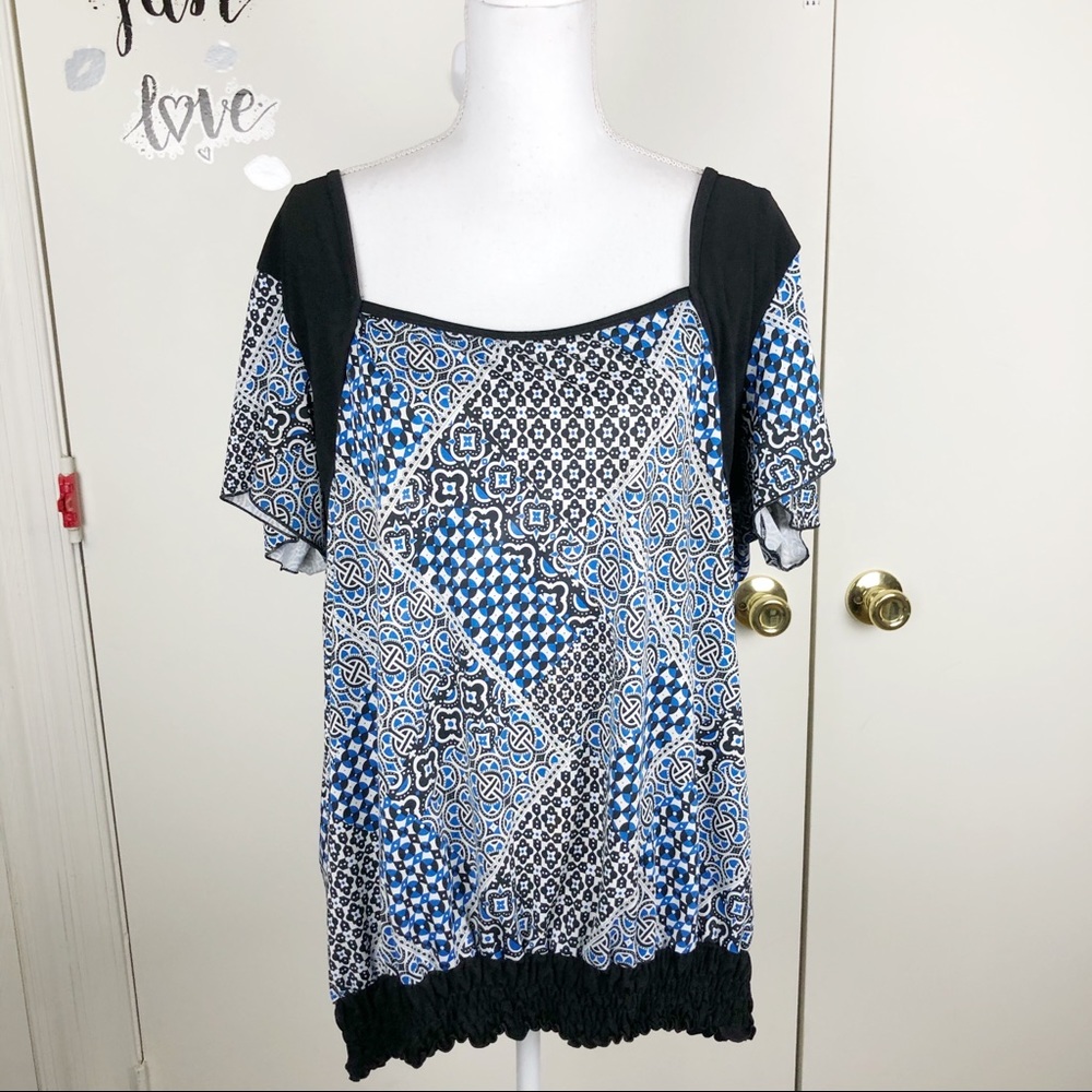 SIXTEEN STRETCH SQUARE NECKLINE CINCHED HEMLINE 3X